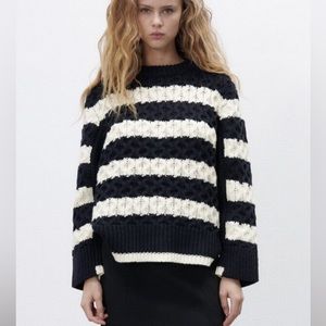Zara Black and White Striped Sweater